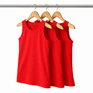 Kit 3 Regatas Vermelhas Masculina Algodão Premium