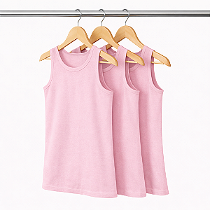 Kit 3 Regatas Rosa Claro Masculina Algodão Premium
