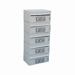 Caixa Correio Condomínio 5 Módulos  - 15x23x55 para muro (abre pela frente)