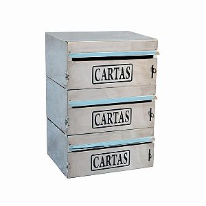 Caixa Correio Condomínio 3 Módulos - 15x23x33 para muro (abre pela frente)