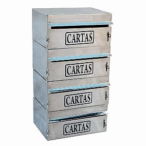 Caixa Correio Condomínio 4 Módulos  - 15x23x44 para muro (abre pela frente)