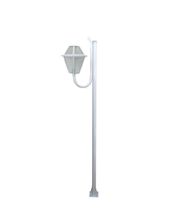 Luminária Imperial C/ Poste de Braço Curvo Branca - 3 Metros