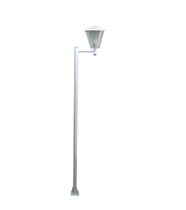 Luminária Romana C/ Poste de Braço Reto Branco - 2 Metros