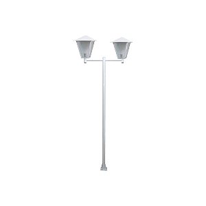 Luminária Romana Dupla C/ Poste de Braço Reto Branco - 3 Metros