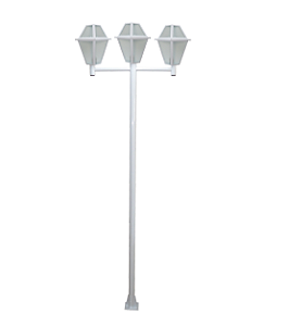 Luminária Imperial Tripla C/ Poste de Braço Reto Branco - 3 Metros