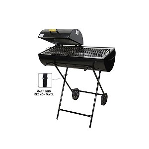 Churrasqueira Mega Grill Mista- Com Grelhas e Carrinho