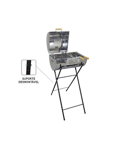 Churrasqueira Master Grill Mista Com Grelha e Espetos - Aço Inox