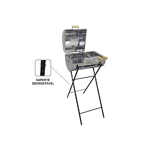 Churrasqueira Master Grill Mista Com Grelha e Espetos - Aço Inox