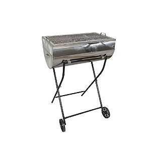 Churrasqueira Grelha Grill Inox Nº1 Com Grelha e Carrinho - Toda em inox