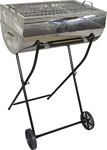 Churrasqueira Grelha Grill Inox Nº2 Com Grelha e Carrinho - Em Aço Inox