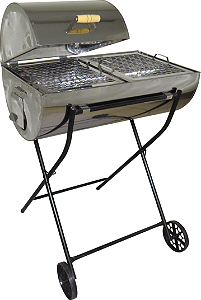 Churrasqueira Brasão Mista Inox com Carrinho e 2 Grelhas