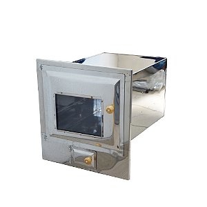 Forno para fogão à lenha popular inox nº4 - com frente de vidro