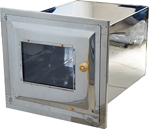 Forno para fogão à lenha popular inox nº3 - com frente de vidro
