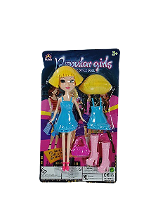 BONECA COM ACESSORIOS POPULAR GIRLS 16CM DESMONTAVEL IMCOL