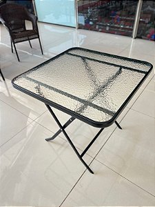 MESA DOBRAVEL IMCOL VIDRO/METAL 80X80CM 230098