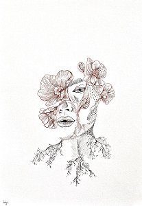 te olho entre flores | A4 | ilustração original