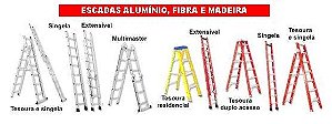 Escadas Aluminio e Fibra e Madeira