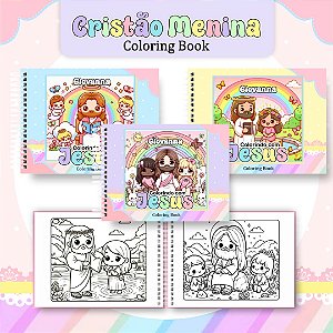 Livro Caderno de Colorir | Colorindo com Jesus - Cristão Menina