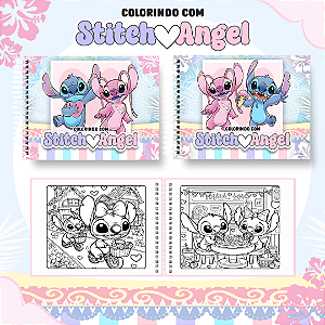 Livro Caderno de Colorir | Stitch e Angel