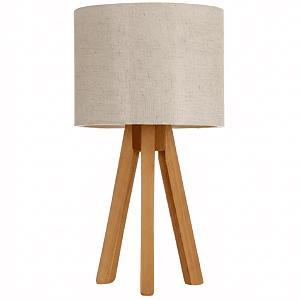 Abajur de Mesa com Tripé De Madeira e Cúpula Off White - Licht Haus