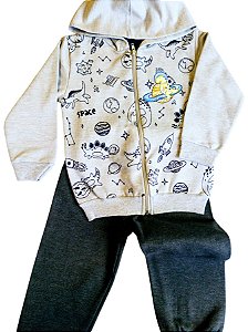Conjunto Menino Moletom Reirex Dinossauro Espacial