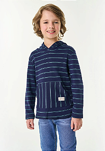 Camiseta Manga Longa com Capuz Trick Nick Azul
