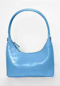 Bolsa Feminina Baguete Croco Bela Gaia Azul