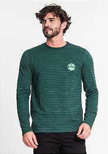 Camiseta Manga Longa Em Cotton Listrado Diametro Verde
