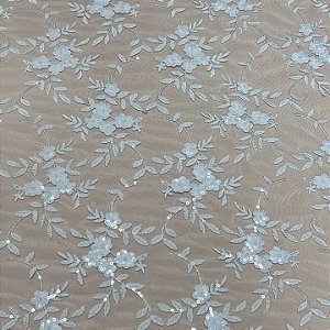 Renda c/ paetê 6111 Branco