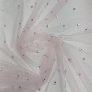 Tule c/ pérolas - Rosa bb