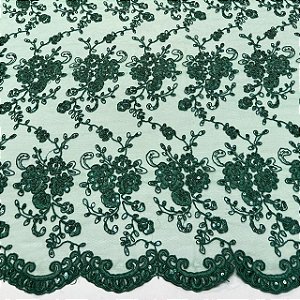 Renda c/ paetê 1041 Verde Esmeralda