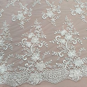 Renda Mariscot 18657 Off white/Fio prata
