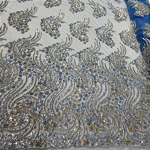 Tule Bordado 15610 Azul Royal