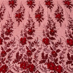 Tule Florata Vermelho