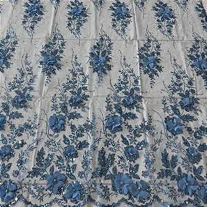 Tule Florata Azul Serenity