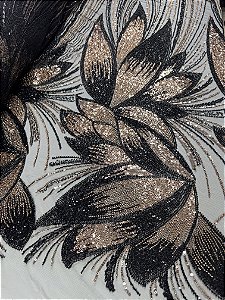 Renda Pedraria 70509 Preto c/ dourado