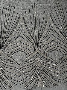 Renda Pedraria 942-2 Preto-Prata