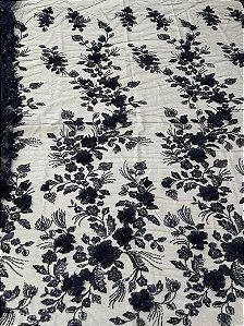 Renda Pedraria 3D PD1012 Azul Marinho