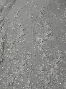 Renda Pedraria 3D PD1012 Branco