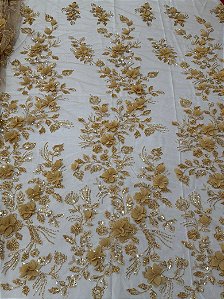 Renda Pedraria 3D PD1012 Dourado