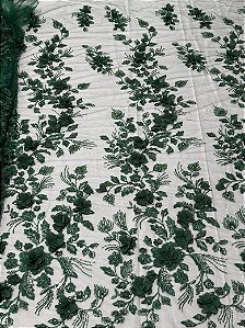 Renda Pedraria 3D PD1012 Verde Esmeralda