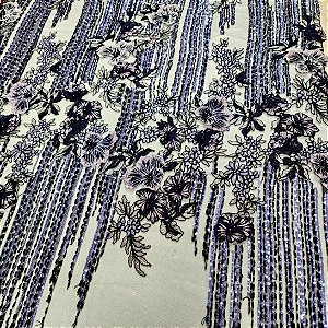 Renda Pedraria 9748 Preto/Lilás