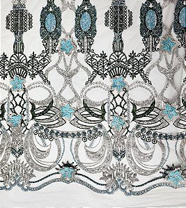 Renda Pedraria A50794 Folhagem Green