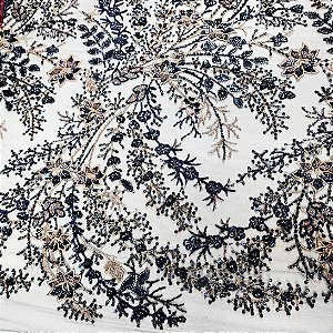 Renda Pedraria HS1666 Preto/Serenity