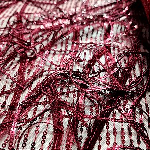 Tule paetizado c/ franja Marsala