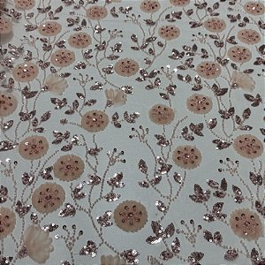 Tule bordado Mach695 Salmão