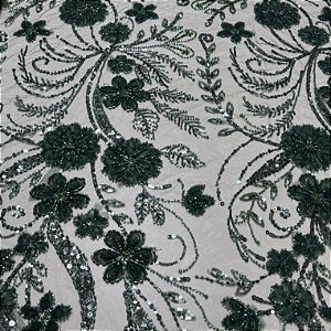 Tule bordado Mach698 Verde Esmeralda