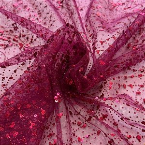 Tule c/ paetê P225 Fúcsia