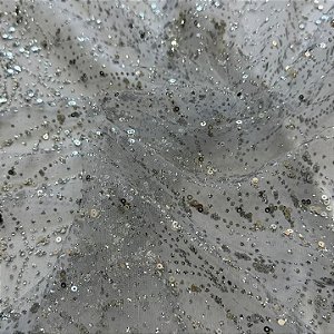 Tule c/ paetê P225 Prata