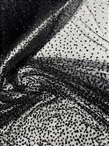 Tule Diamante Quebrado 22609 - Preto/Preto